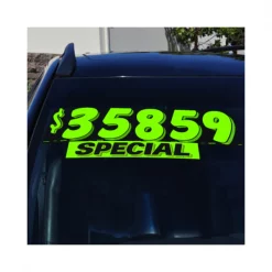 Car Dealer Depot 7 1/2" Chartreuse Adhesive Windshield Numbers: . Pk