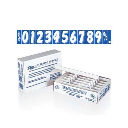 Ez Line 7 1/2" White & Blue Windshield Numbers Kit (20 Doz) Pk 1 7 1/2" White & Blue Windshield Numbers Kit (20 Doz) Pk