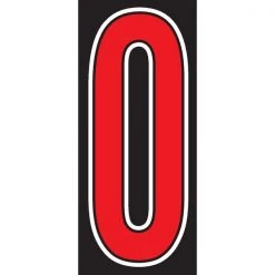 Ez Line 7 1/2" Red, Black & White Adhesive Windshield Numbers: 0 Pk12