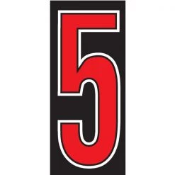 Ez Line 7 1/2" Red, Black & White Adhesive Windshield Numbers: 5 Pk12