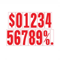 5 1/2" Red & White Adhesive Windshield Numbers: 5 Pk