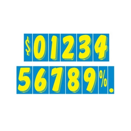 11 1/2" Yellow & Blue Adhesive Windshield Numbers: $ Pk
