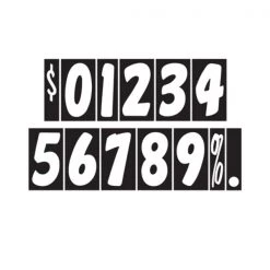 Ez Line 7 1/2" White & Black Adhesive Windshield Numbers: 7 Pk