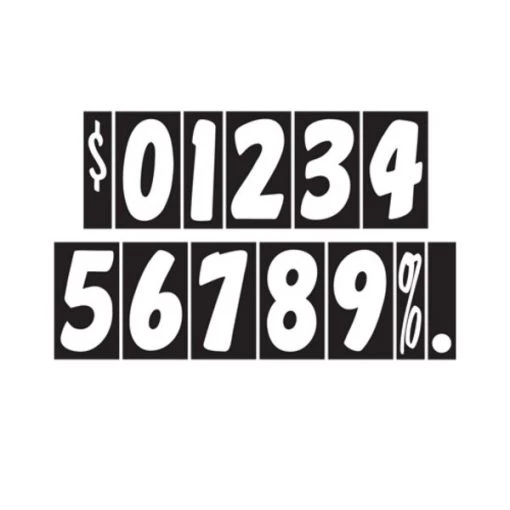Ez Line 7 1/2" White & Black Adhesive Windshield Numbers: 7 Pk 1 7 1/2" White & Black Adhesive Windshield Numbers: 7 Pk