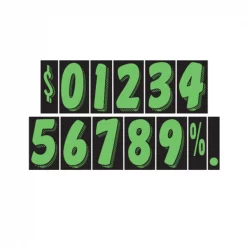Car Dealer Depot 7 1/2" Green & Black Adhesive Windshield Numbers: 4 Pk