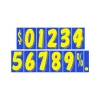 Ez Line 7 1/2" Yellow & Blue Adhesive Windshield Numbers: 2 Pk