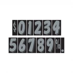 Car Dealer Depot 7 1/2" Silver & Black Adhesive Windshield Numbers: 8 Pk