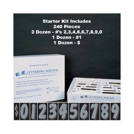 Ez Line 7 1/2" Silver & Black Windshield Numbers Kit (20 Doz) Pk 1 7 1/2" Silver & Black Windshield Numbers Kit (20 Doz) Pk
