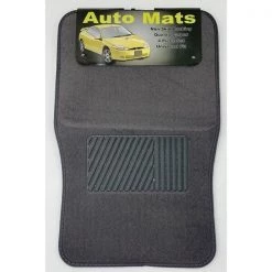 Car Dealer Depot 4 Pc. Carpet Mat Set W/ Heel Pad - Charcoal