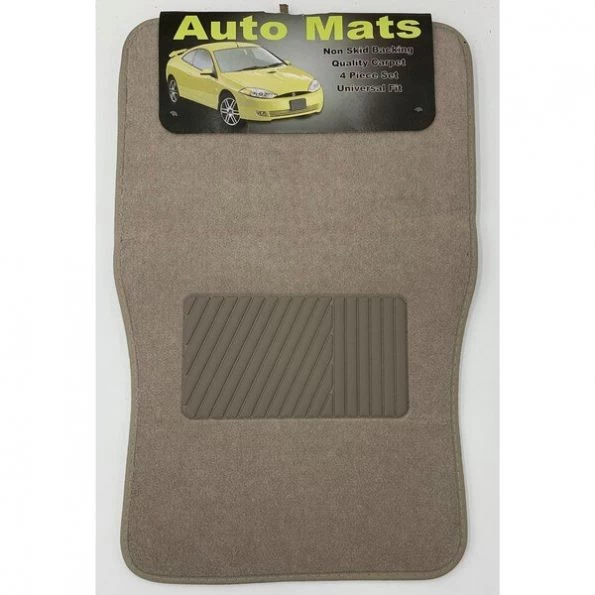4 Pc. Carpet Mat Set W/ Heel Pad – Beige