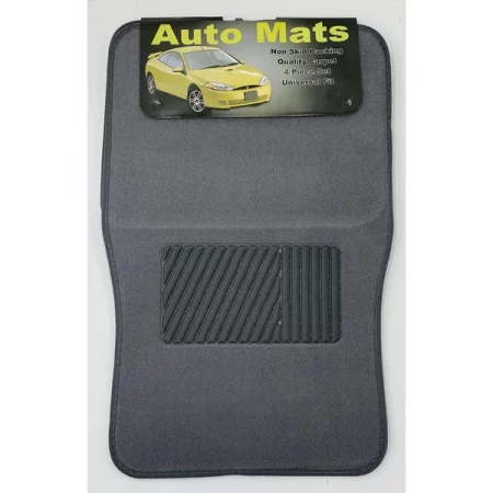 Car Dealer Depot 4 Pc. Carpet Mat Set W/ Heel Pad - Gray