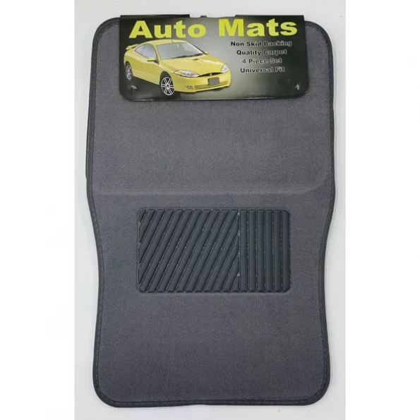 4 Pc. Carpet Mat Set W/ Heel Pad – Gray