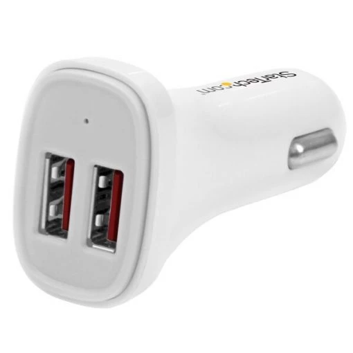 Dual-Port USB Car Charger – 24W/4.8A – White