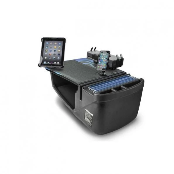 Efficiency GripMaster Car Desk Blue Steel Flames w/ Inverter, Printer Stand, Phone & Tablet Mounts