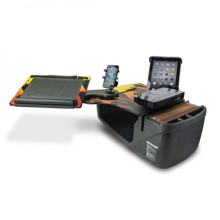 Autoexec Reach Desk Front Seat Hot Rod Orange Flames w/ Inverter, Printer Stand, Phone Mount & Tablet Mount
