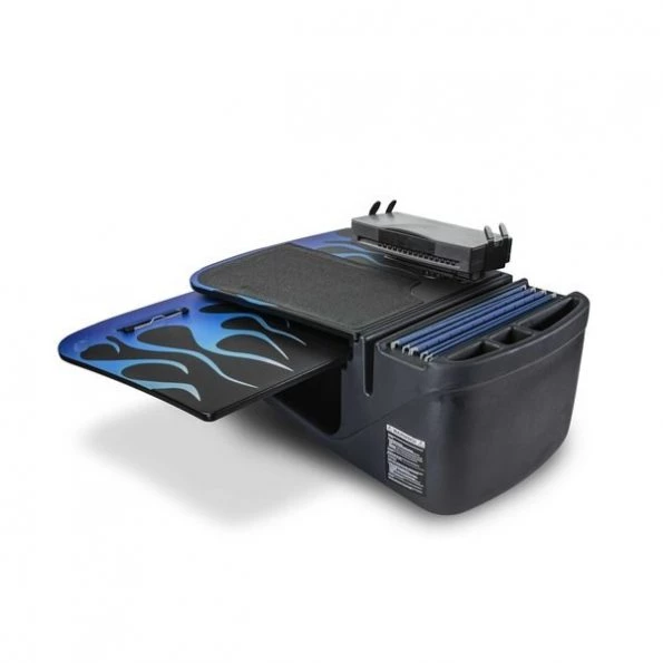 GripMaster Car Desk Blue Steel Flames with Printer Stand