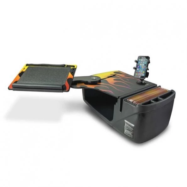 Autoexec Reach Desk Front Seat with X-Grip Phone Mount Hot Rod Orange Flames 1 Reach Desk Front Seat with X-Grip Phone Mount Hot Rod Orange Flames