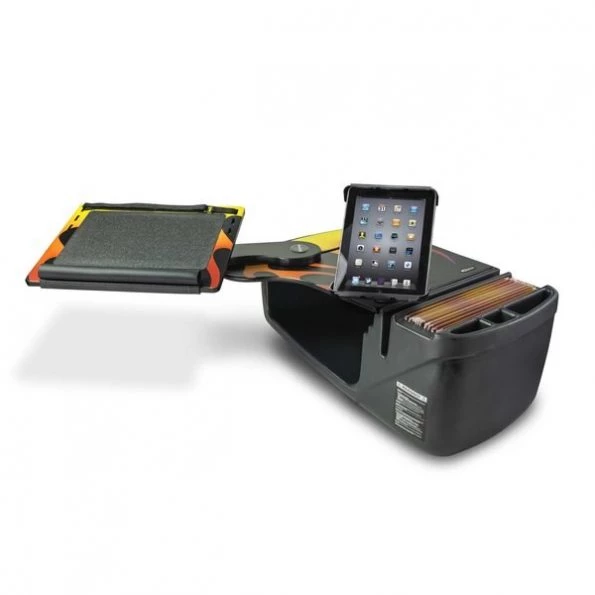 Reach Desk Front Seat Hot Rod Orange Flames with Tablet Mount