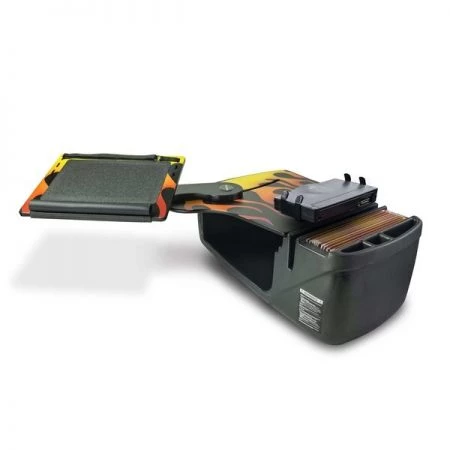 Autoexec Reach Desk Front Seat Hot Rod Orange Flames with Built-In Power Inverter & Printer Stand