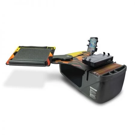 Autoexec Reach Desk Front Seat Hot Rod Orange Flames w/ Power Inverter, Printer Stand & Phone Mount