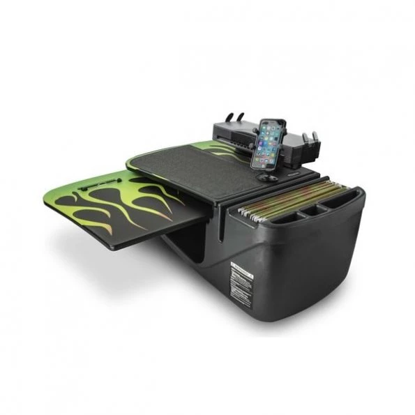 GripMaster Car Desk Candy Apple Green Flames with X-Grip Phone Mount and Printer Stand