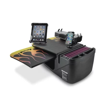 Autoexec GripMaster Car Desk Hot Rod Orange Flames with X-Grip Phone Mount, Printer Stand and Tablet Mount