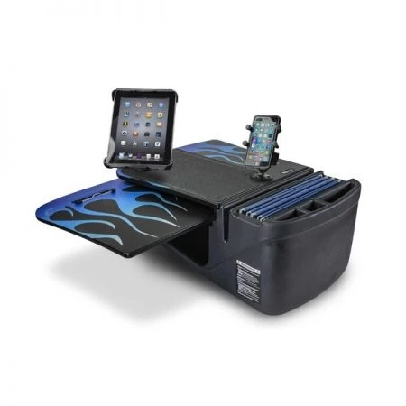 Autoexec GripMaster Car Desk Blue Steel Flames with X-Grip Phone Mount and Tablet Mount