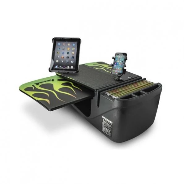 GripMaster Car Desk Candy Apple Green Flames with X-Grip Phone Mount and Tablet Mount