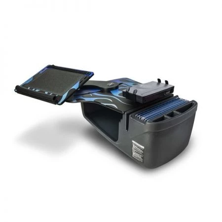 Autoexec Reach Desk Front Seat with Printer Stand Blue Steel Flames