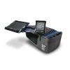 Autoexec Reach Desk Front Seat Blue Steel Flames with Built-in Power Inverter and Tablet Mount
