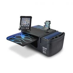 Autoexec GripMaster Car Desk Blue Steel Flames with Built-in Power Inverter, Phone Mount and Tablet Mount