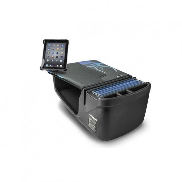 Efficiency GripMaster Car Desk Blue Steel Flames with Built-in Power Inverter and Tablet Mount