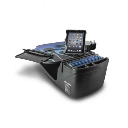 Autoexec RoadMaster Car Blue Steel Flames with Printer Stand and Tablet Mount