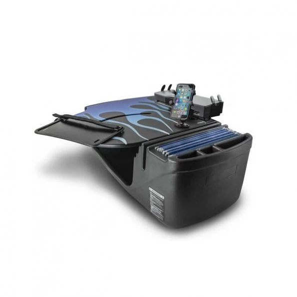 Autoexec RoadMaster Car Desk Blue Steel Flames with Built-in Power Inverter, Phone Mount and Printer Stand 1 RoadMaster Car Desk Blue Steel Flames with Built-in Power Inverter, Phone Mount and Printer Stand