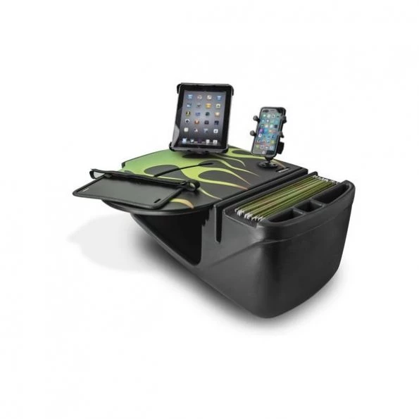 RoadMaster Car Desk Candy Apple Green Flames w/ Power Inverter, Phone Mount & Tablet Mount