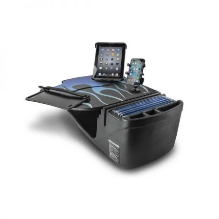 Autoexec RoadMaster Car Desk Blue Steel Flames with Built-in Power Inverter, Phone Mount and Tablet Mount
