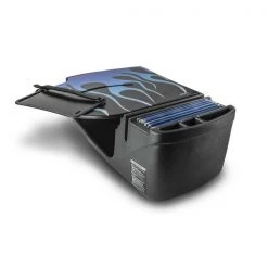 RoadMaster Car Desk Blue Steel Flames with Built-in Power Inverter