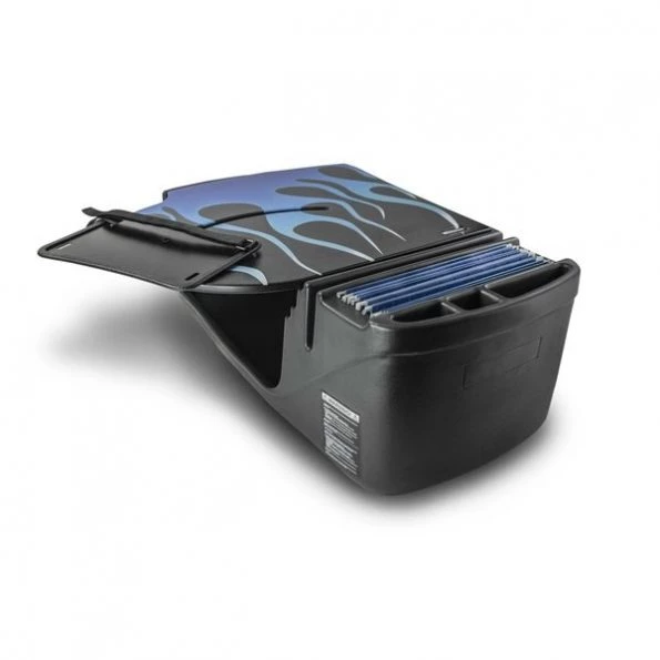 RoadMaster Car Desk Blue Steel Flames with Built-in Power Inverter