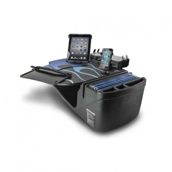 Autoexec RoadMaster Car Desk Blue Steel Flames w/ Power Inverter, Phone Mount, Tablet Mount & Printer Stand 1 RoadMaster Car Desk Blue Steel Flames w/ Power Inverter, Phone Mount, Tablet Mount & Printer Stand