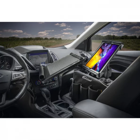 Milk Crate with Apron, Laptop Tray and Tablet Mount