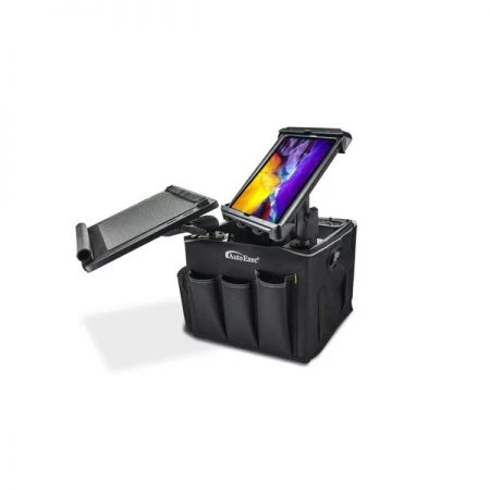 Autoexec Milk Crate with Apron, Laptop Tray, Power Inverter and Tablet Mount