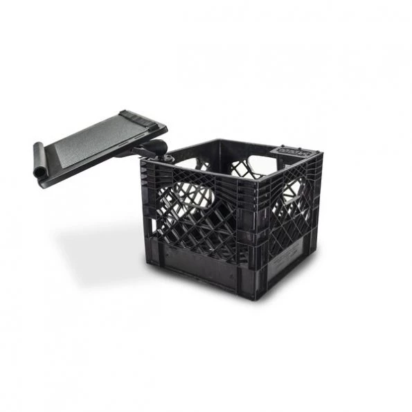 Milk Crate with Laptop Tray and Power Inverter