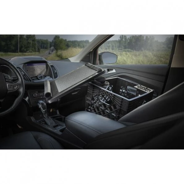 Milk Crate with Laptop Tray and Power Inverter