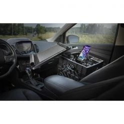 Milk Crate with Laptop Tray, Power Inverter and Phone Mount