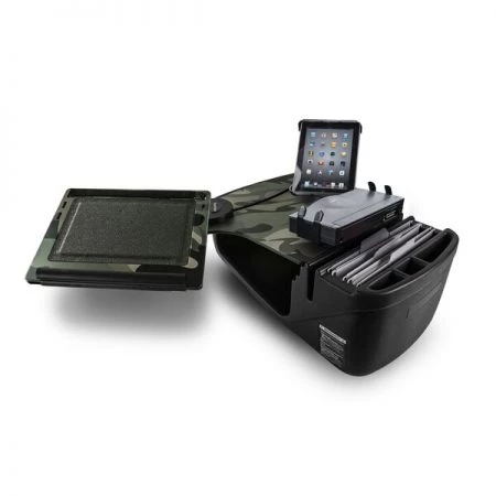 Autoexec Reach Desk Front Seat Green Camo w/ Printer Stand and Tablet Mount