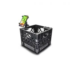 Milkcrate with Phone Mount and Power Inverter