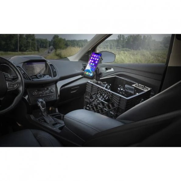 Milkcrate with Phone Mount and Power Inverter