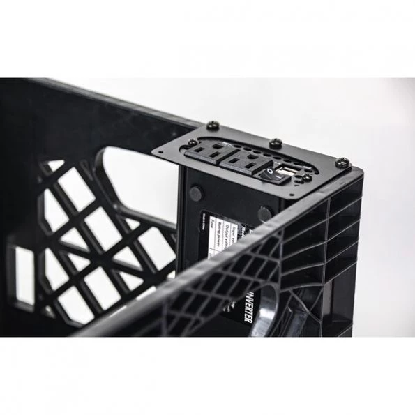 Milkcrate with Phone Mount and Power Inverter