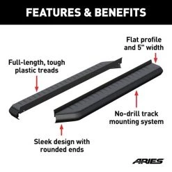AeroTread 5" x 73" Black Stainless Running Boards (No Brackets)