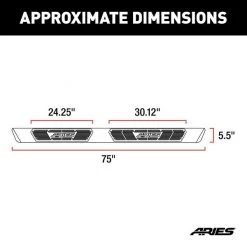 Aries AscentStep 5-1/2" x 75" Black Steel Running Boards (No Brackets) 9 AscentStep 5-1/2" x 75" Black Steel Running Boards (No Brackets)
